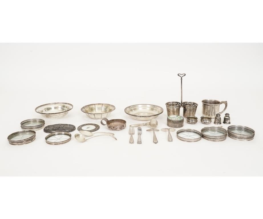 Appraisal: Sterling silver tableware to include small dishes youth fork set