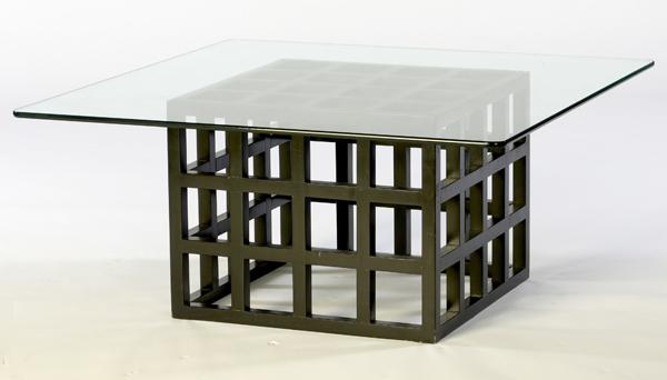 Appraisal: RICHARD MEIER Attr Coffee table with glass top over black