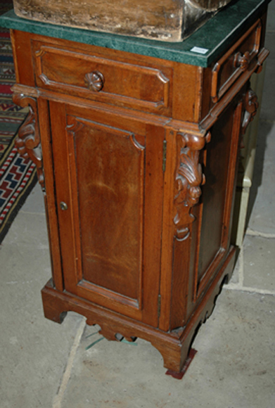 Appraisal: A TH CENTURY FRENCH WALNUT BESIDE CABINET The square Verde