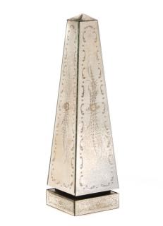 Appraisal: Venetian Glass Etched Mirrored Obelisk Italian th century A Venetian