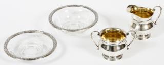 Appraisal: STERLING SILVER CRYSTAL CREAMER OPEN SUGAR BOWLS INTERNATIONAL PRELUDE STERLING