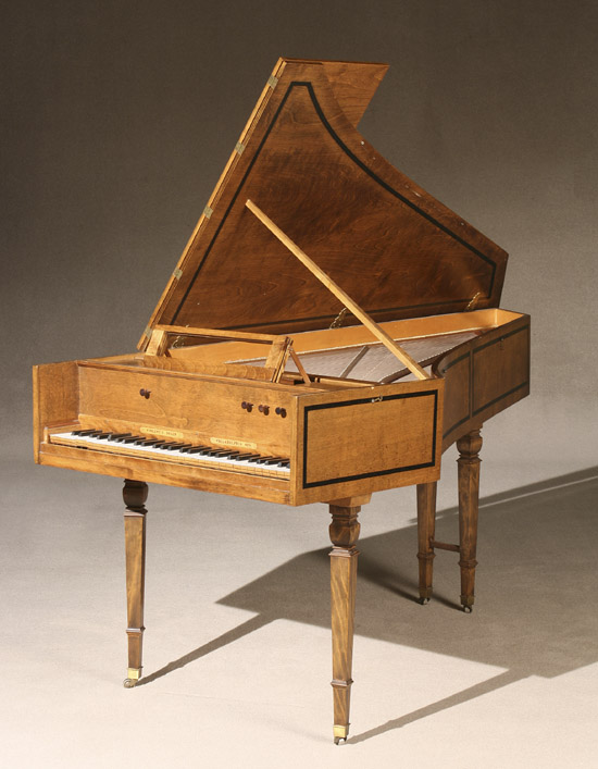 Appraisal: Federal Style Ebonized Wood Inlaid Faded Mahogany Harpsichord Vincent C