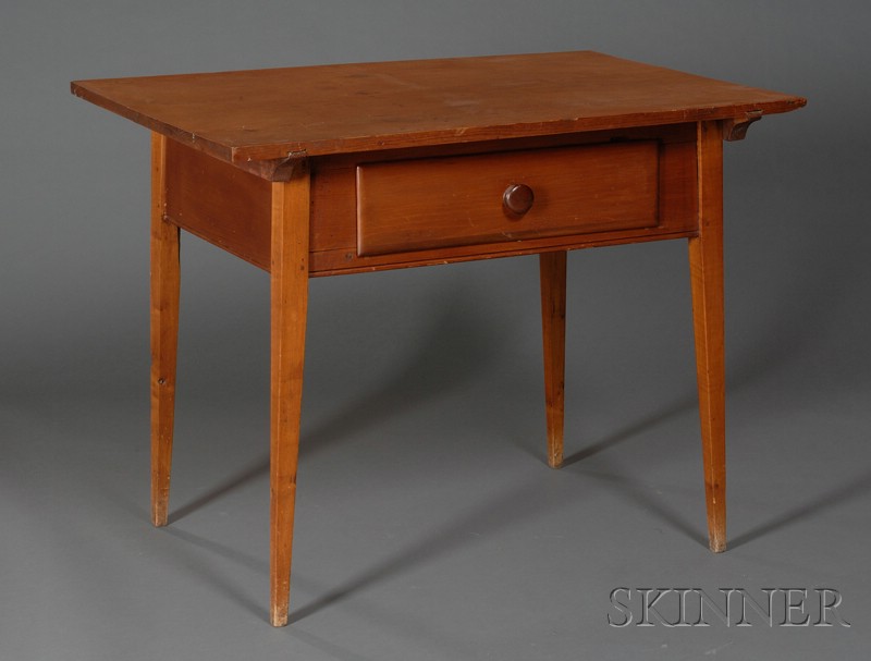 Appraisal: American Cherrywood and Pine Side Table mid th century rectangular