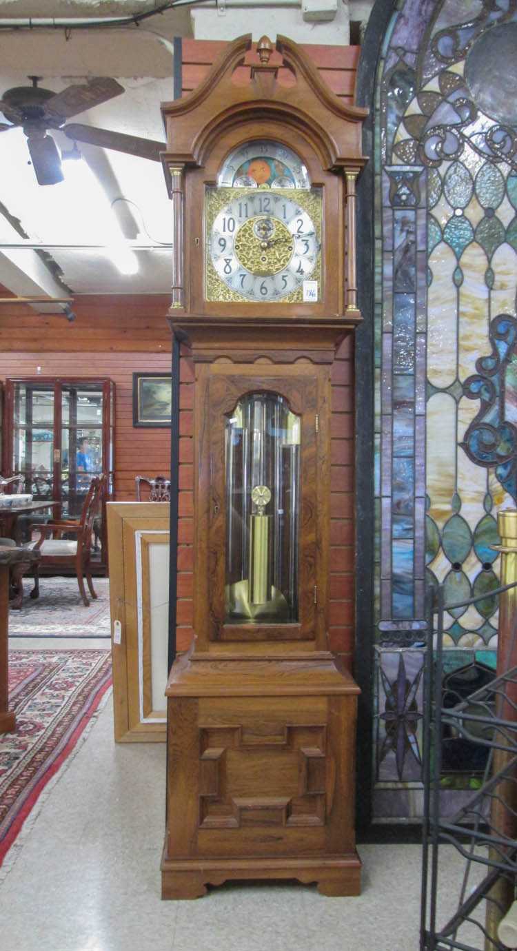 Appraisal: ROSEWOOD CASED GRANDFATHER FLOOR CLOCK with Herschede -weight movement that