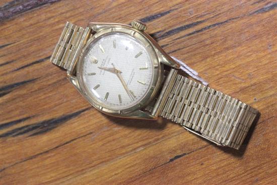 Appraisal: GENTLEMAN''S GOLD WATCH Rolex Oyster Perpetual Bubbleback Reference No Marked