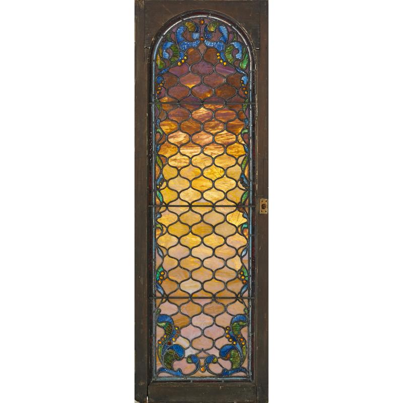 Appraisal: JEWELED LEADED GLASS PANEL x