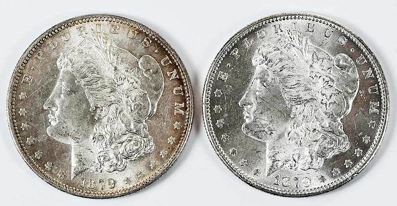 Appraisal: Two -S Morgan Dollars pair of San Francisco issues Provenance