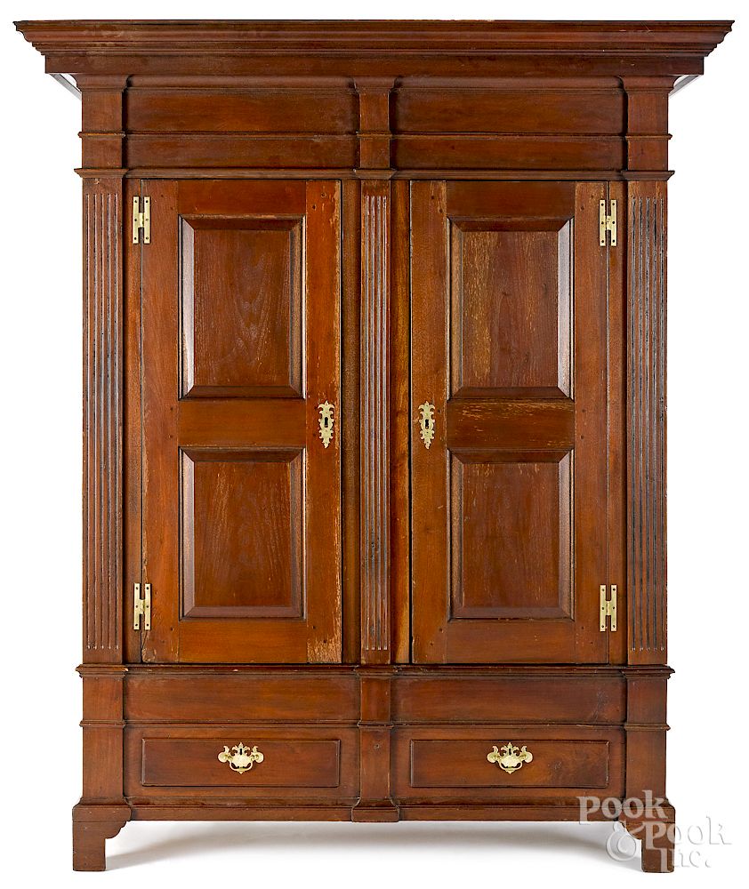 Appraisal: Lancaster Pennsylvania Chippendale walnut schrank Exclusive on Bidsquare Lancaster Pennsylvania