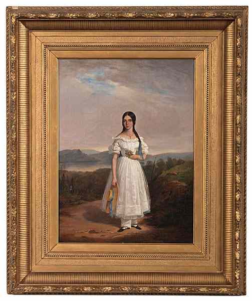 Appraisal: Young Girl in a White Dress American th century Oil