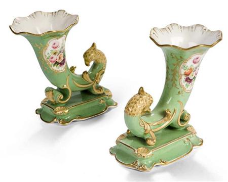 Appraisal: A pair of cornucopia circa - Possibly Ridgway decorated with