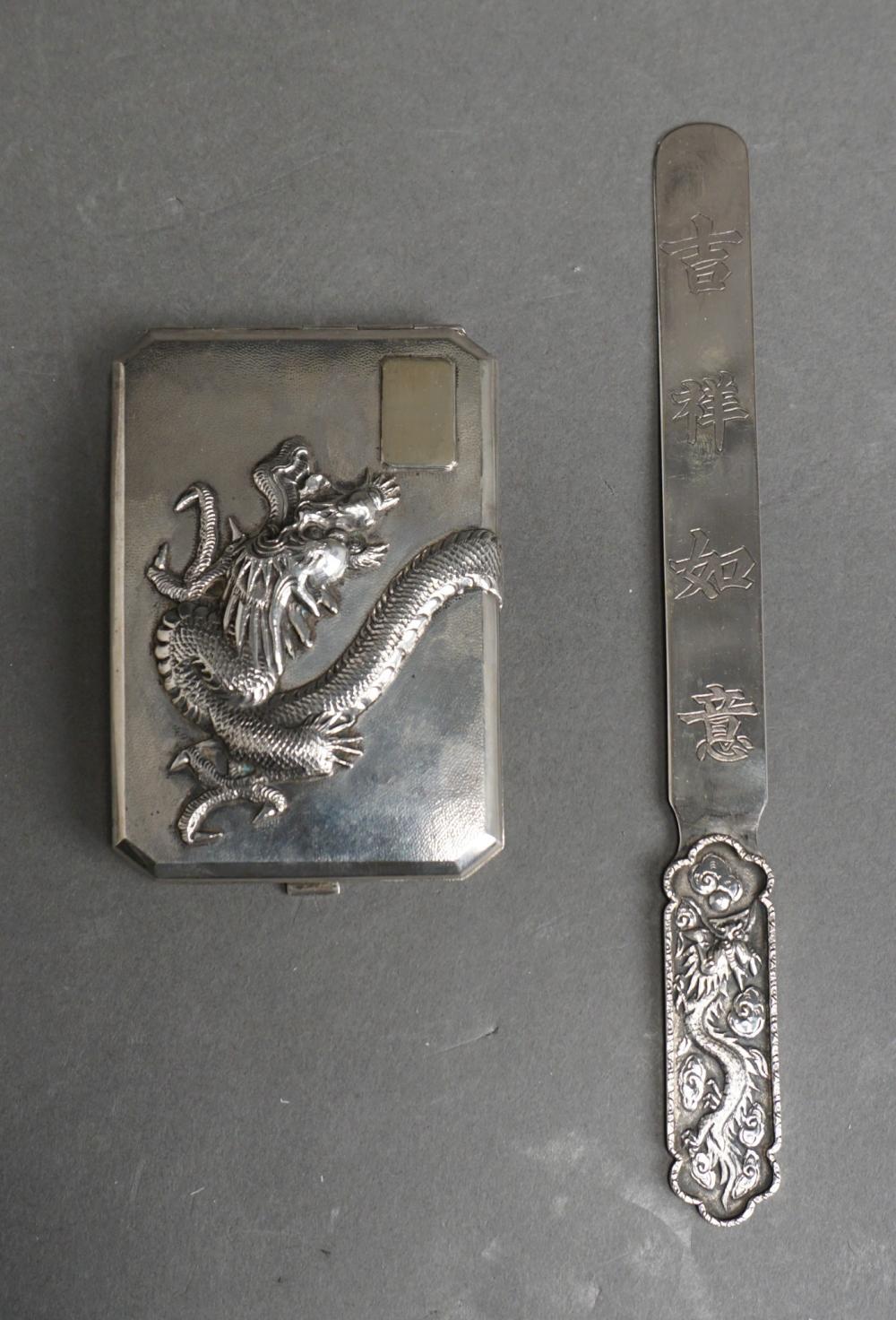 Appraisal: Probably Korean and Chinese Export Silver Dragon Case and Letter