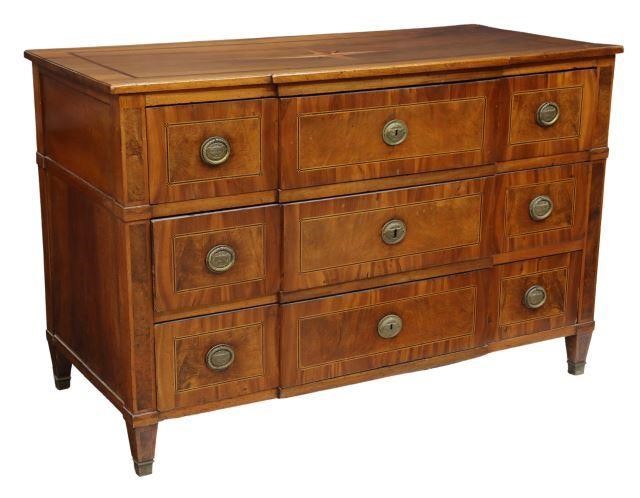 Appraisal: Italian Neoclassical walnut breakfront commode early th c top with