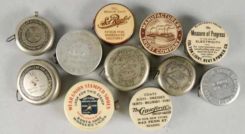 Appraisal: Lot of Early Advertising Tape Measures Description Includes a combination