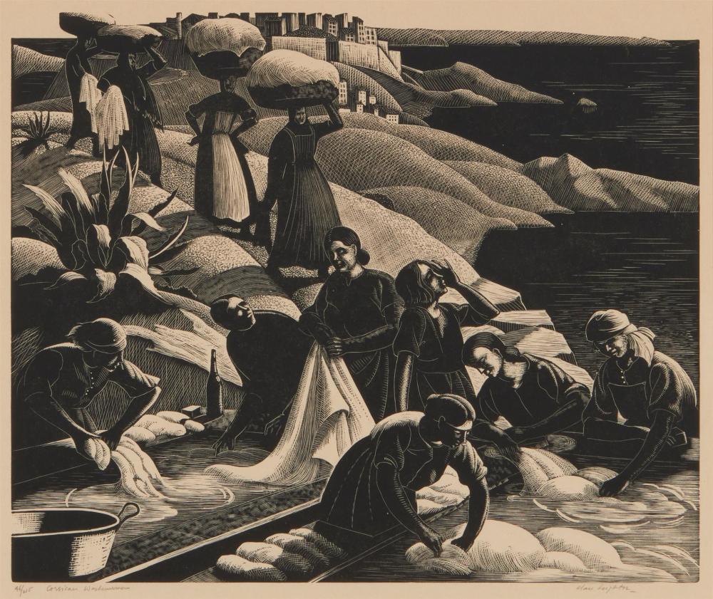 Appraisal: Clare Leighton - American Corsican Washerwomen Wood engraving on paper