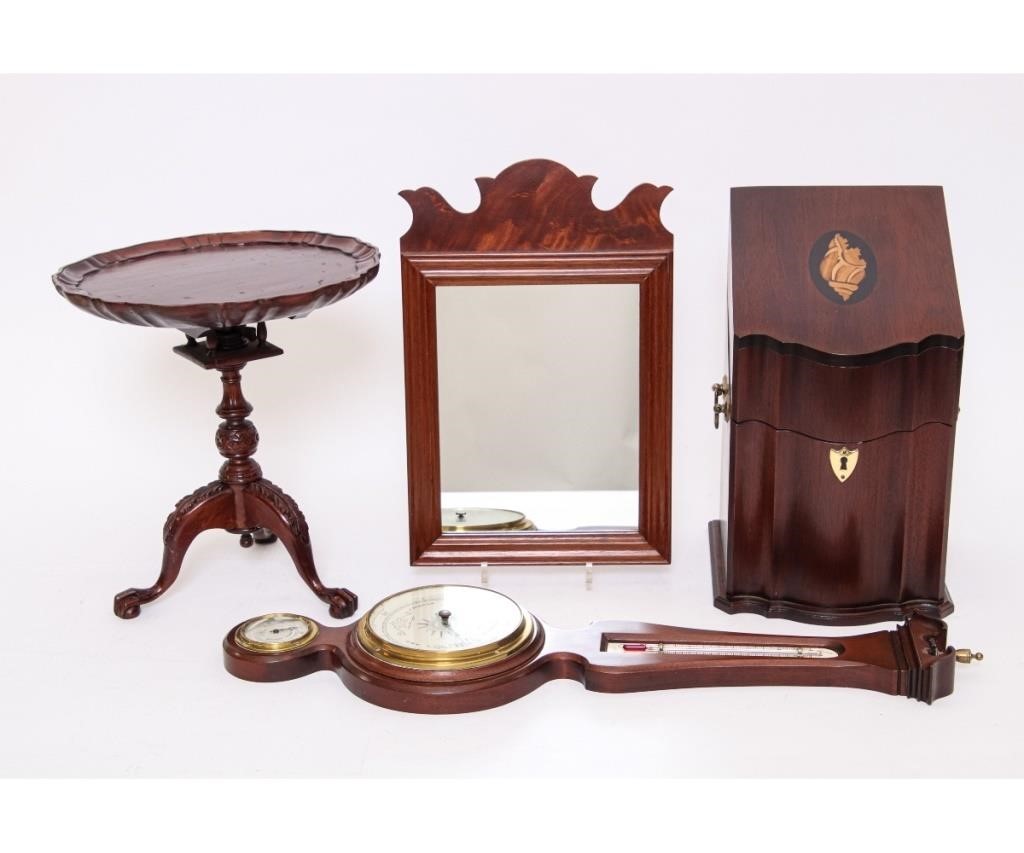 Appraisal: Miniature tea table courting mirror knife box and barometer all