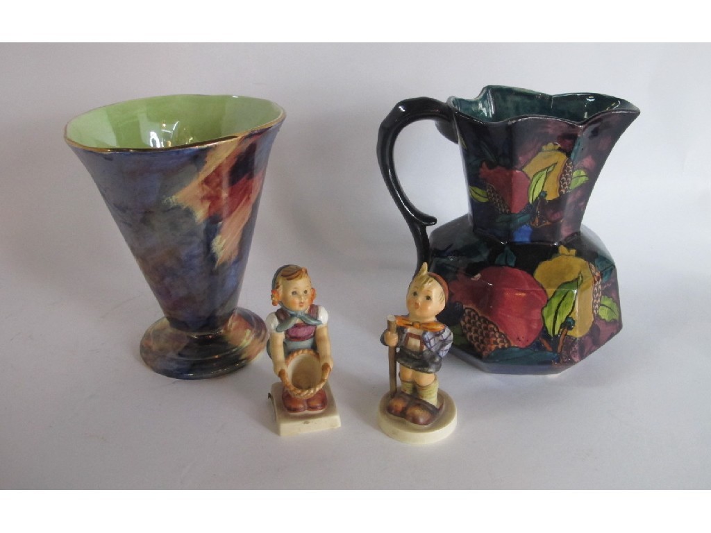 Appraisal: Maling trumpet vase Reubens ware pomegranate jug and Hummel figures