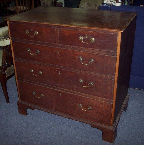 Appraisal: A th Century oak chest of three long and two