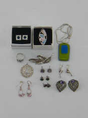 Appraisal: A mixed lot of silver jewellery including a pair of