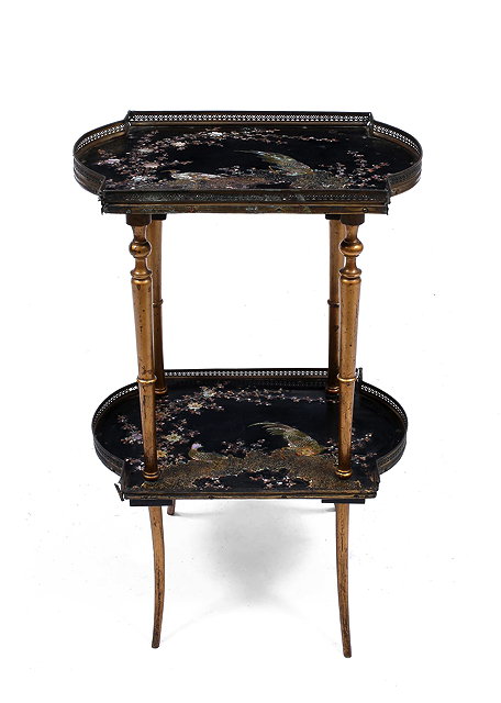 Appraisal: AN ANTIQUE TWO TIER OCCASIONAL TABLE each tier set with