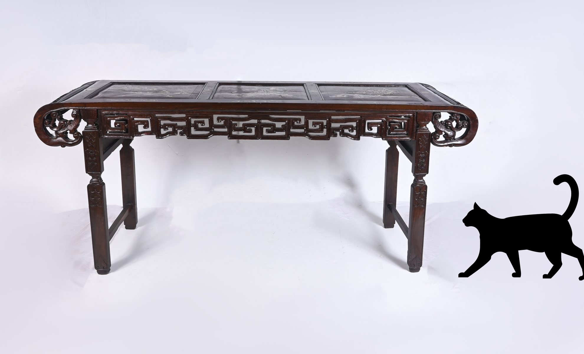 Appraisal: CHINESE MOTHER OF PEARL INLAID ALTAR TABLE th-century Chinese carved