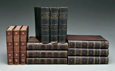 Appraisal: Twelve leather bound books nine three-quarter leather The War With