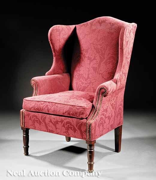 Appraisal: An American Late Federal Wingback Chair early th c arched