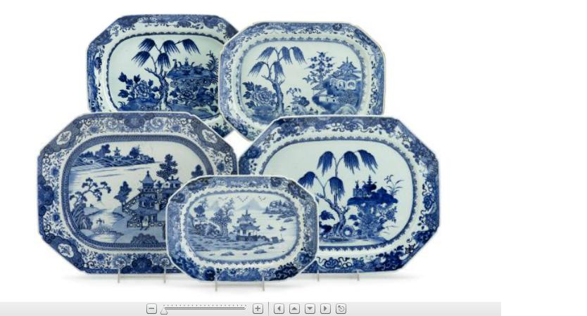 Appraisal: Five Chinese Export blue and white porcelain undertrays th century