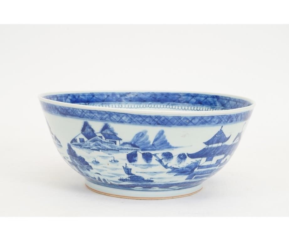 Appraisal: Large Chinese Canton blue and white punch bowl circa h