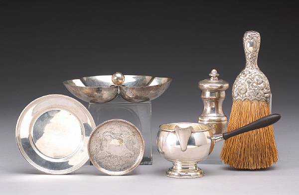 Appraisal: A group of silver table and toilet articles Sterling unless