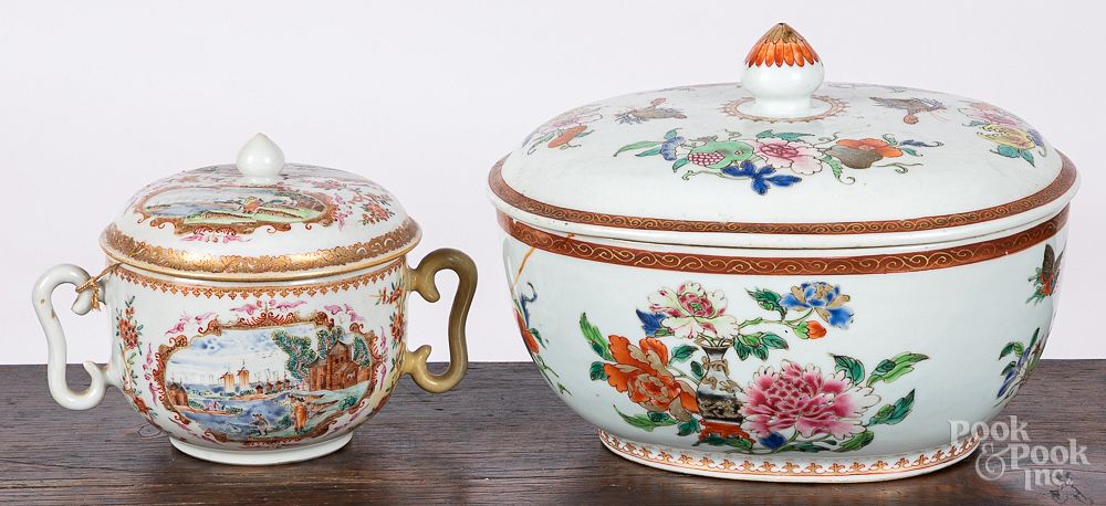 Appraisal: Two Chinese export porcelain covered dishes Two Chinese export porcelain