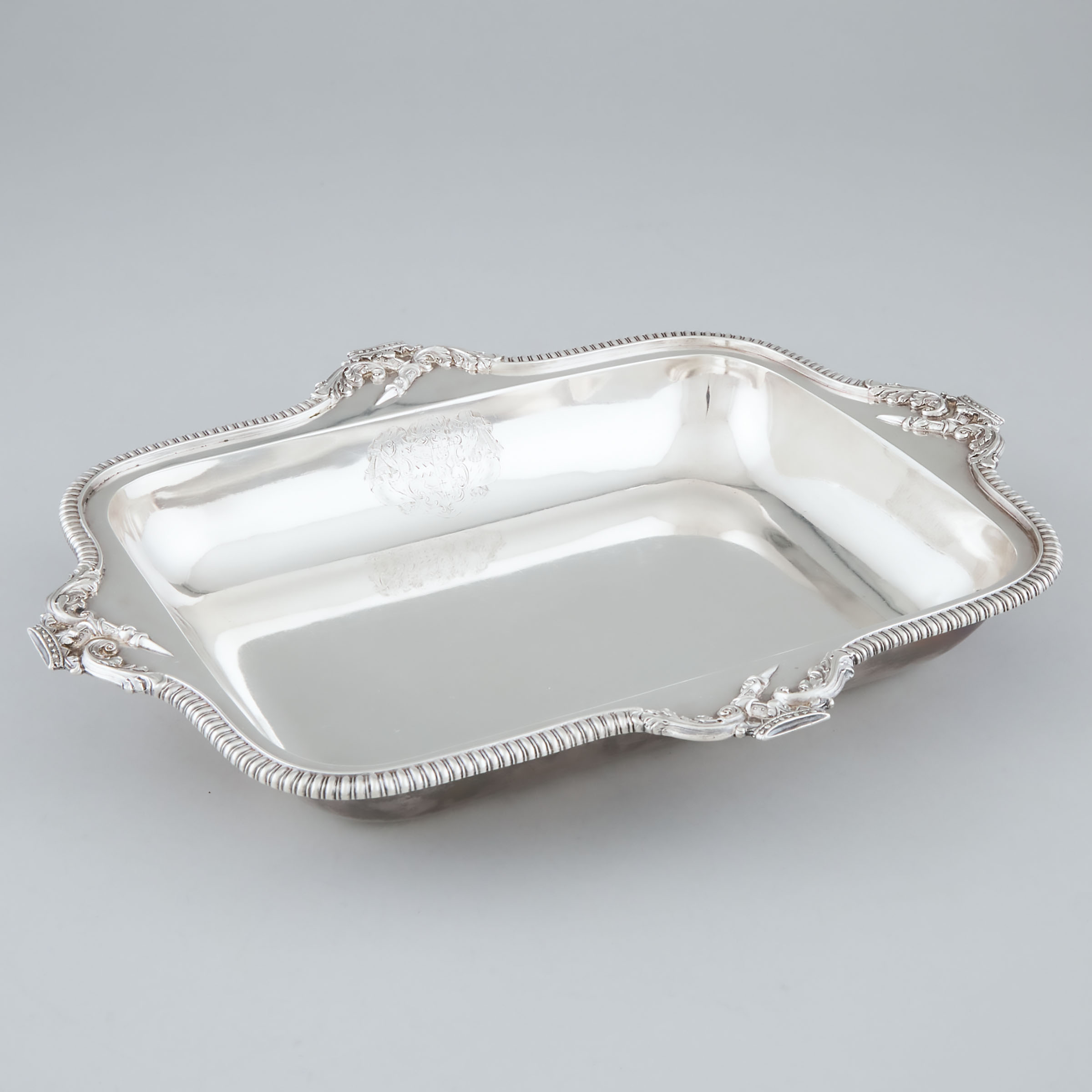 Appraisal: George III Silver Rectangular Serving Dish Thomas Robins London engraved