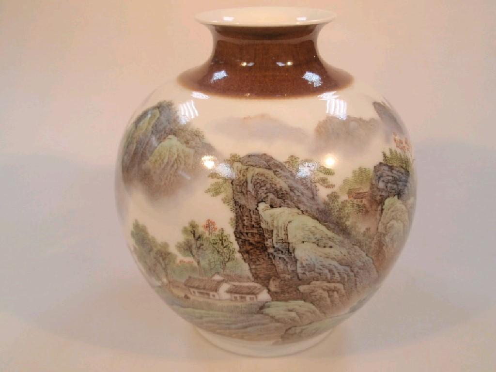 Appraisal: A large Chinese Jindezhen porcelain baluster vase painted in muted