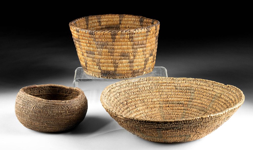 Appraisal: Three th C Native American Woven Fiber Baskets Native American