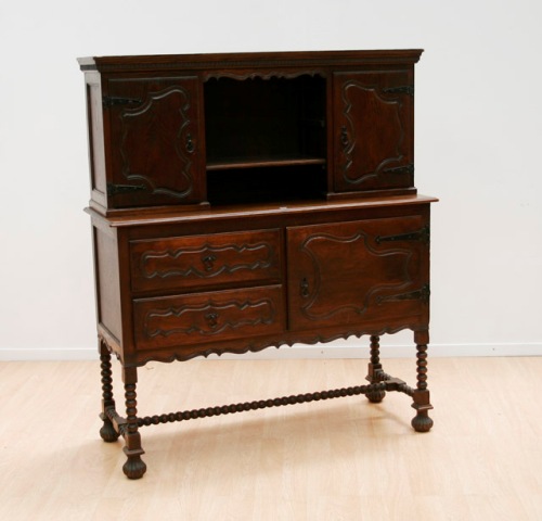 Appraisal: A th century oak side cabinet in Jacobean style with