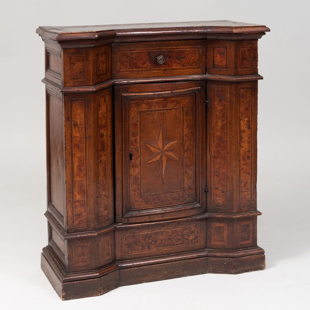 Appraisal: Italian Baroque Walnut and Fruitwood Parquetry Side Cabinet x x