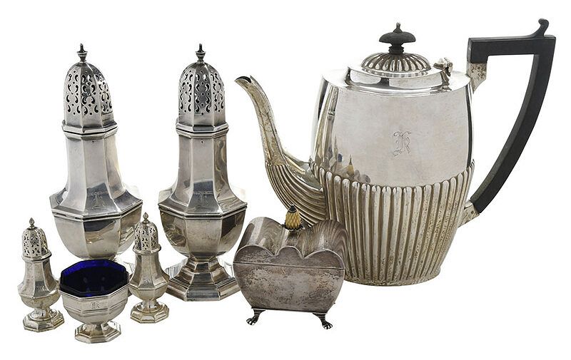 Appraisal: Seven Pieces English Silver late th th century including coffee