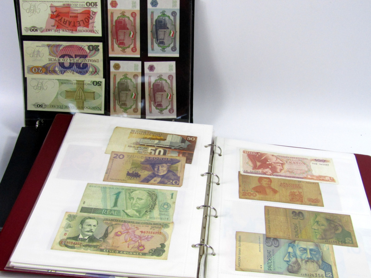 Appraisal: Two albums of English Scottish and World bank notes some