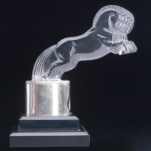 Appraisal: R LALIQUE Mascot hood ornament Cinq Chevaux amethyst tint c