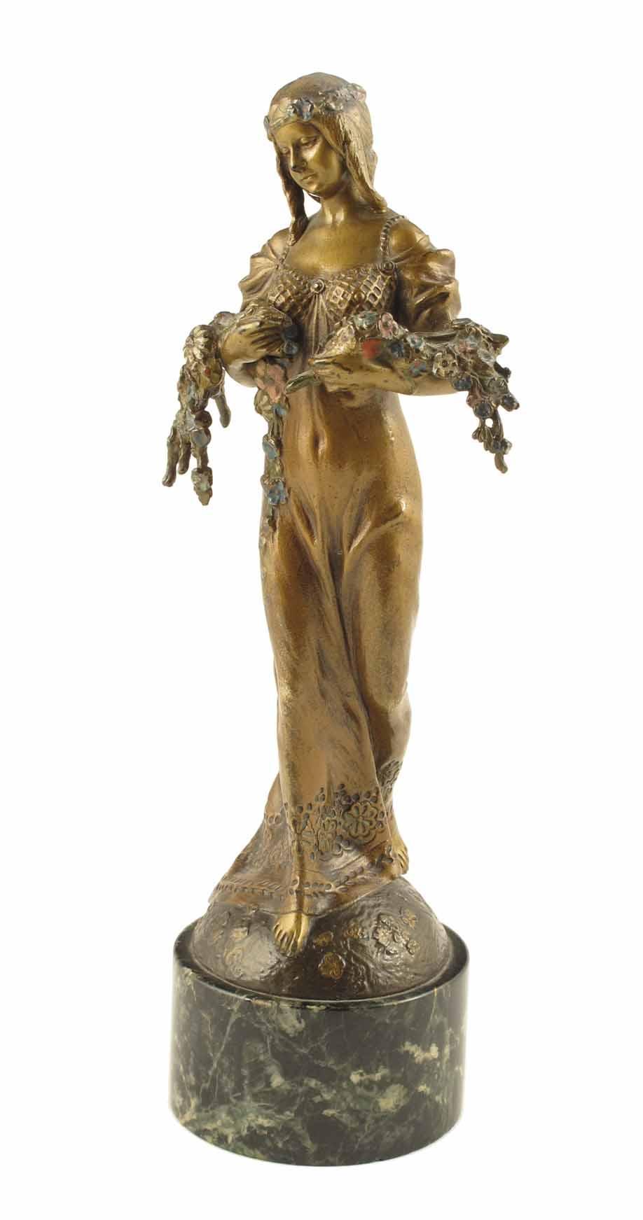 Appraisal: An Austrian cold painted bronze figure of a young woman