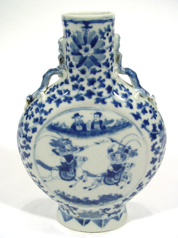 Appraisal: th Century Chinese porcelain moon flask with lizard handles hand