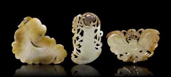 Appraisal: A Group of Three Jade Plaques one of white and