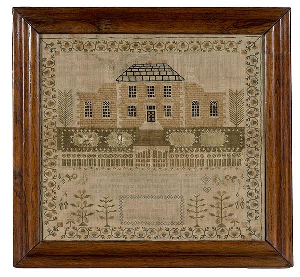 Appraisal: EARLY TH CENTURY SAMPLER POSSIBLY MARYLAND silk on linen A