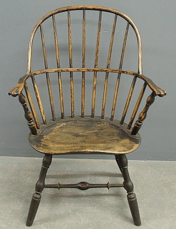 Appraisal: - Philadelphia Windsor armchair with carved knuckles and baluster turned