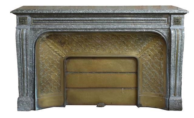 Appraisal: Neoclassical marble fireplace mantel and screen late th c green