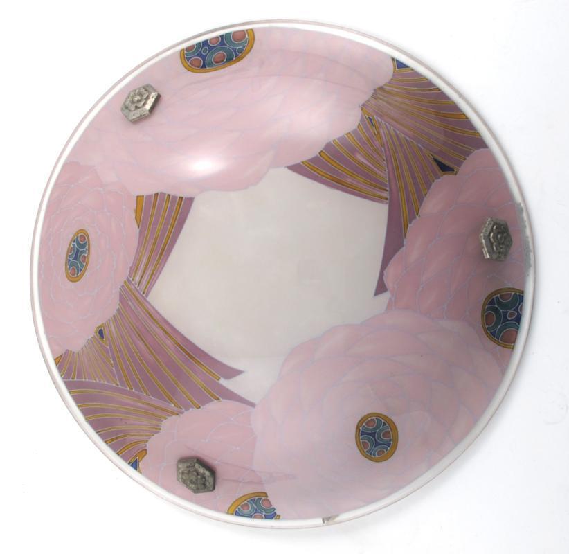 Appraisal: A Loys Lucha internally enamelled glass ceiling light