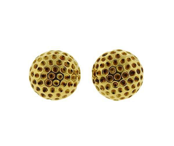 Appraisal: K Gold Golf Ball Cufflinks METAL K Gold GEMSTONES n