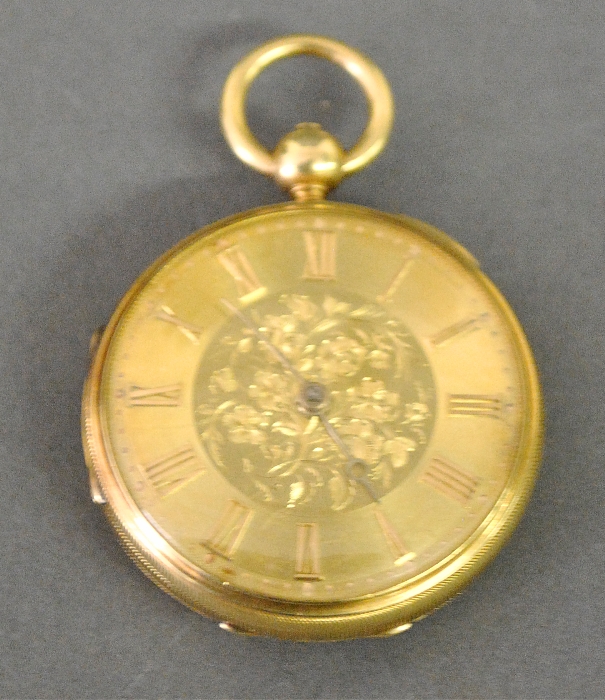 Appraisal: - Open faced key wind pocket watch k gold with