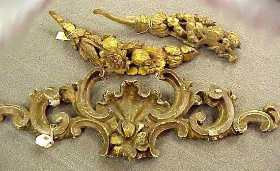 Appraisal: Architectural fragments both gilt the first a fruit wheat and