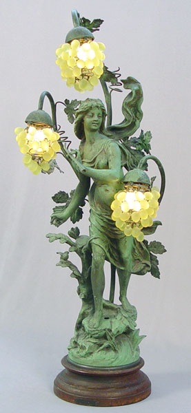 Appraisal: FRENCH FIGURAL LAMP '' Le Chant du Rossigno'' after Bruchon