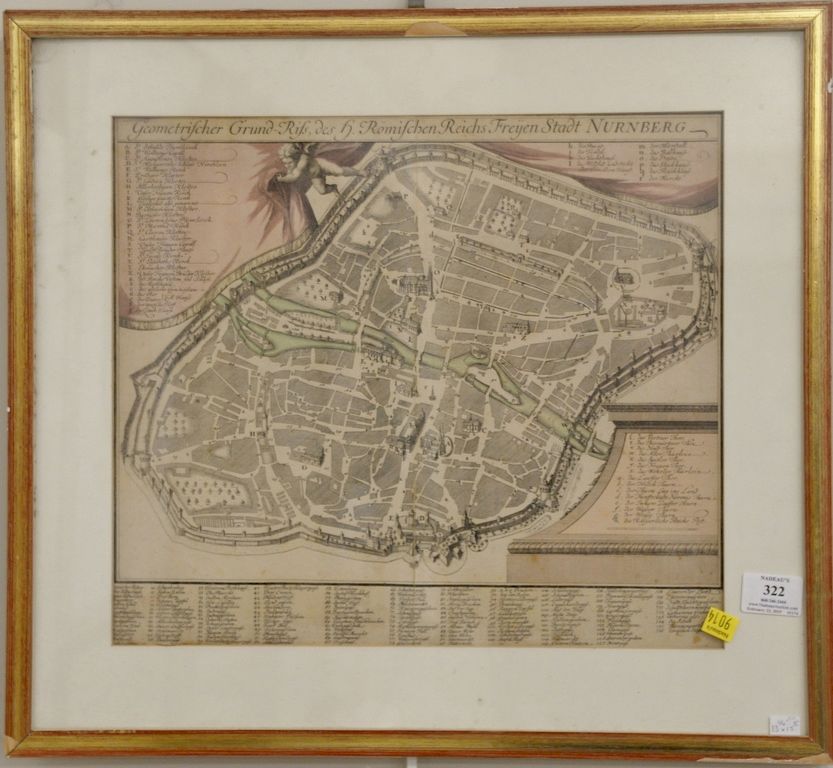 Appraisal: N rnberg Geometrischer Grund Rits Romischen Stadt hand colored engraved